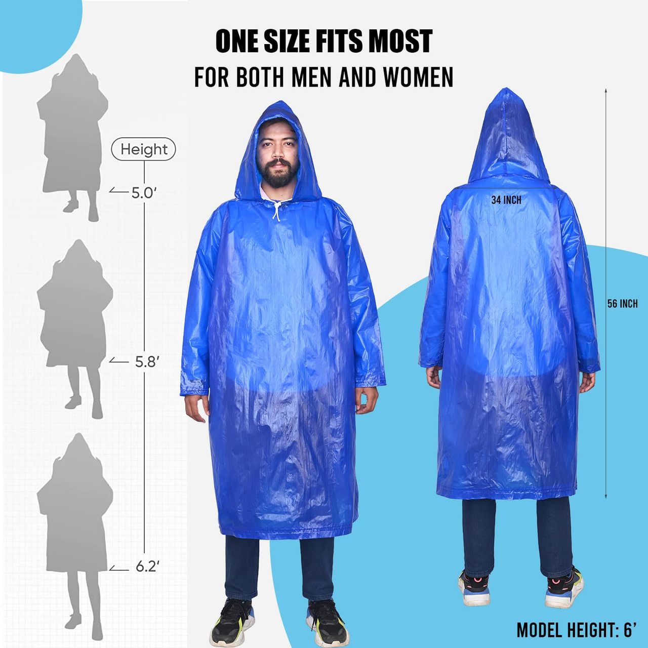 Fendo Reusable Free Size Blue Poncho