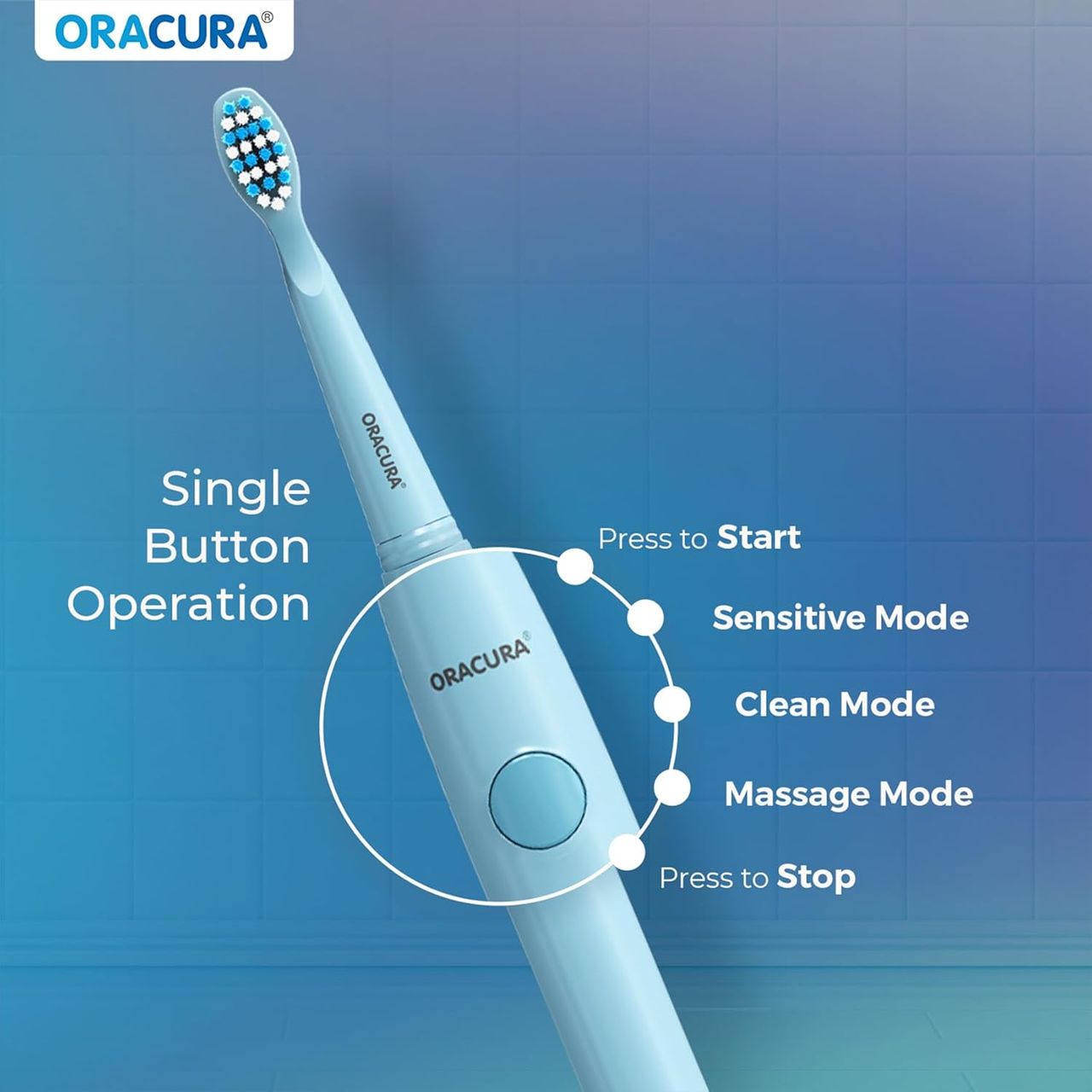 Oracura Sb100 Sonic Lite Battery Operated Electric Toothbrush Blue