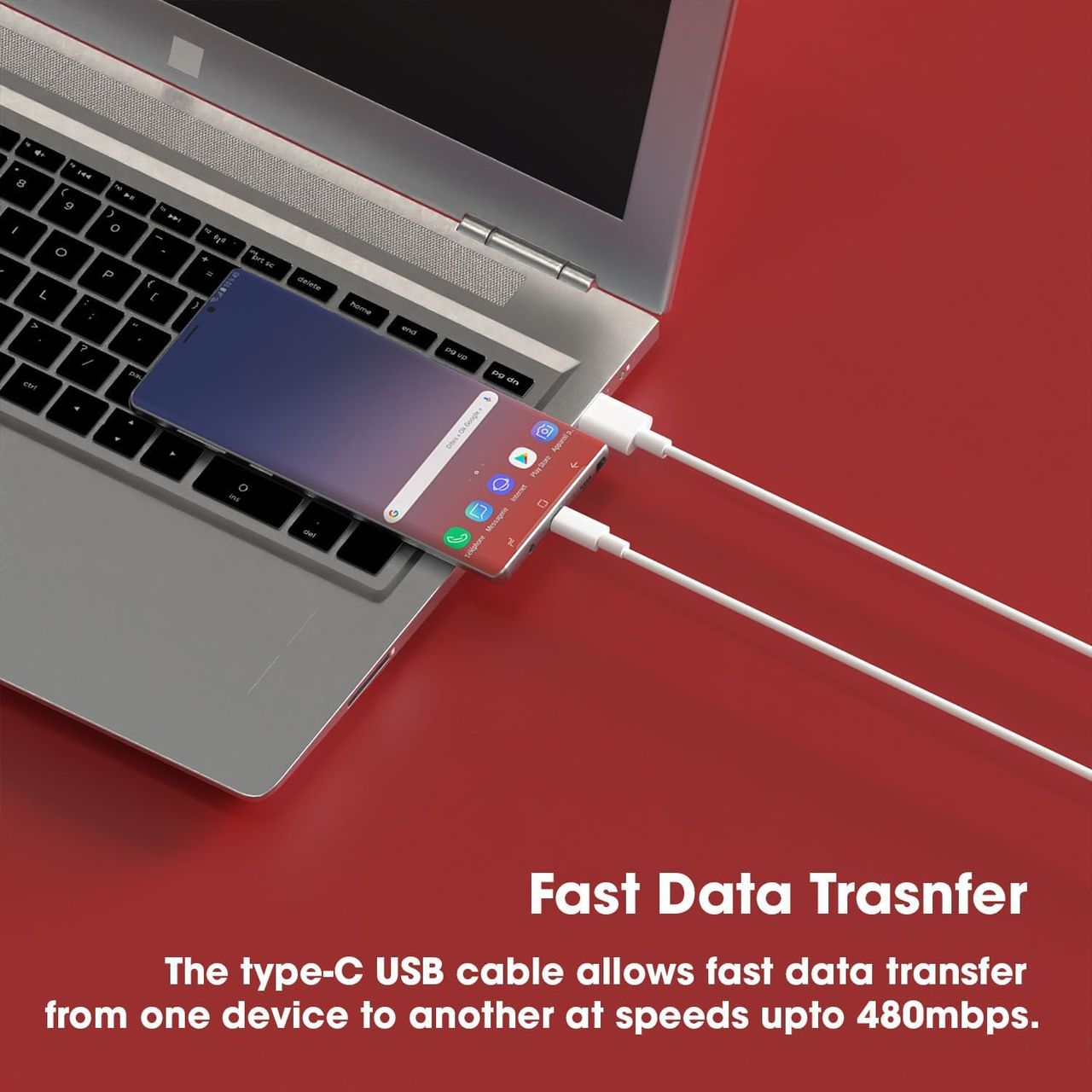 Sounce 3A Mi USB to Type C 33W Fast Hypercharge Cable | 480 Mbps Data Transfer | 1 m | White