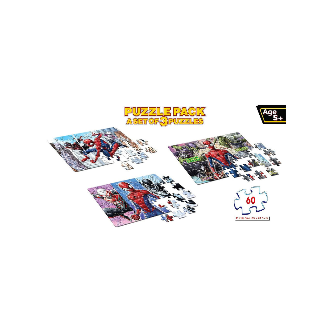 Frank Spider-Man Puzzle Pack - A Set Of 3 Puzzles - 60 Pieces Each