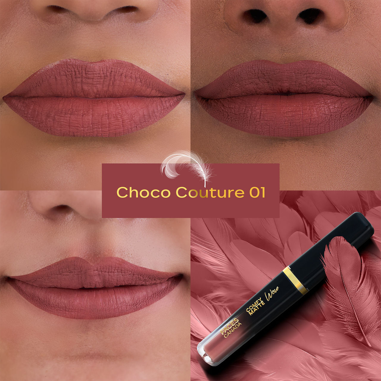 Faces Canada Comfy Matte Wow Liquid Lipstick - Choco Couture 01 | One Swipe Application