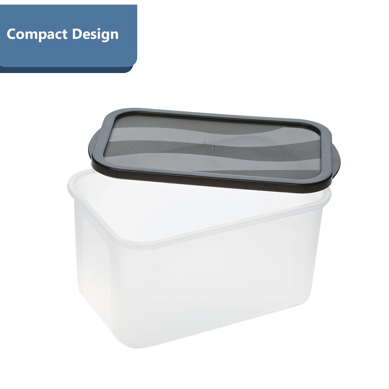 Kuber Industries 3 Pcs Small Plastic Boxes for Storage With Lid - Pooja & Office Items | Black