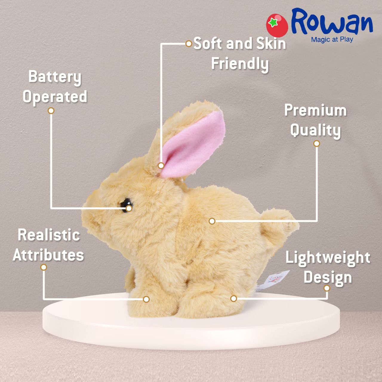 Hamley's Rowan Cookie Jumping Rabbit Easy On Hands, Soft & Cuddly Ideal For Toddlers & Kids