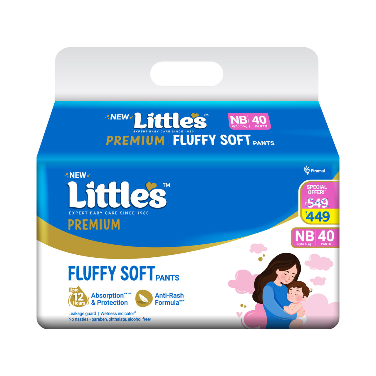 Littles Expert Baby Care Comfy Baby Diapers | Pant Style | NB | 40 pcs