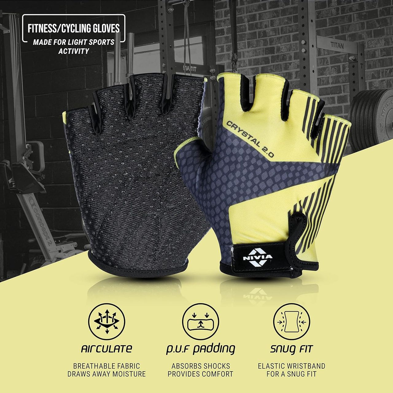 Nivia Crystal 2.0 With Strap Spandex Gym Gloves (L)