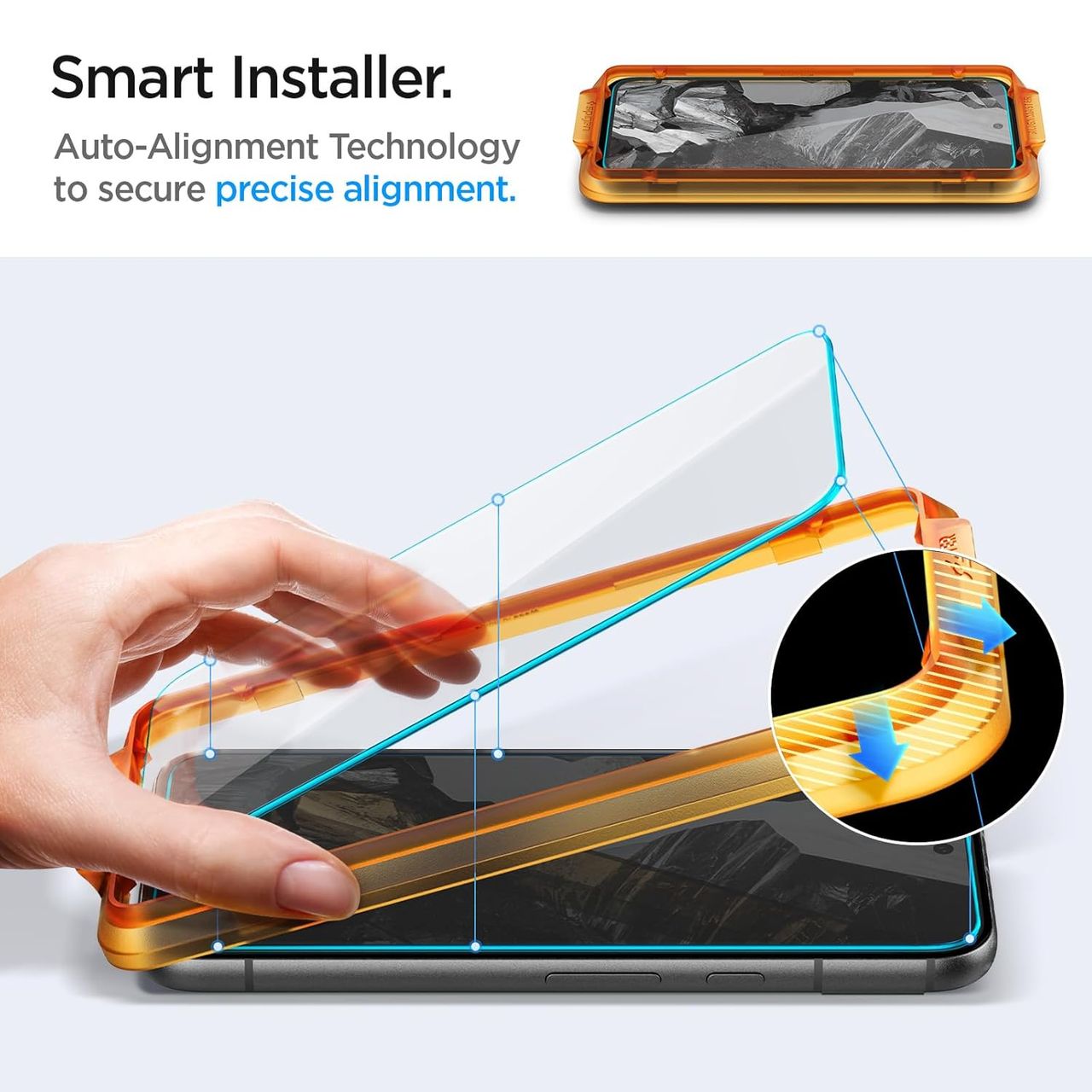 Spigen Alignmaster Tempered Glass Screen Protector Guard For Google Pixel 8A Smartphone-2 Pack