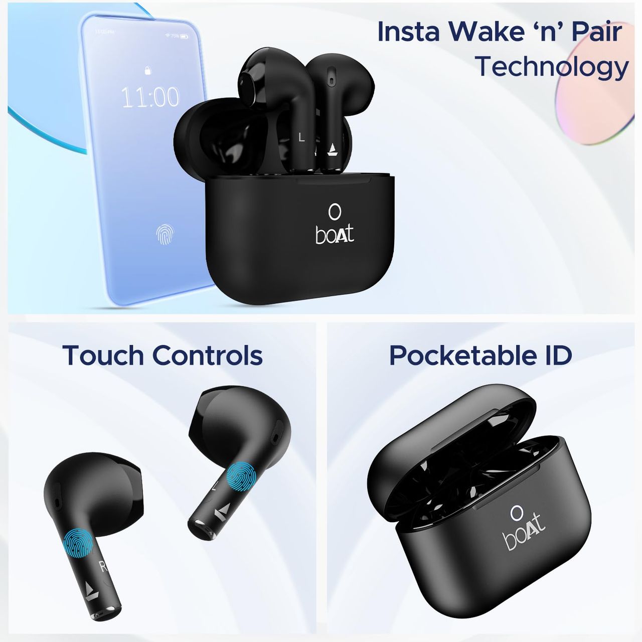 boAt Airdopes Ace TWS Earbuds w/ 35H Playback, 13mm Drivers, ENx Tech & BEAST Mode (Active Black)