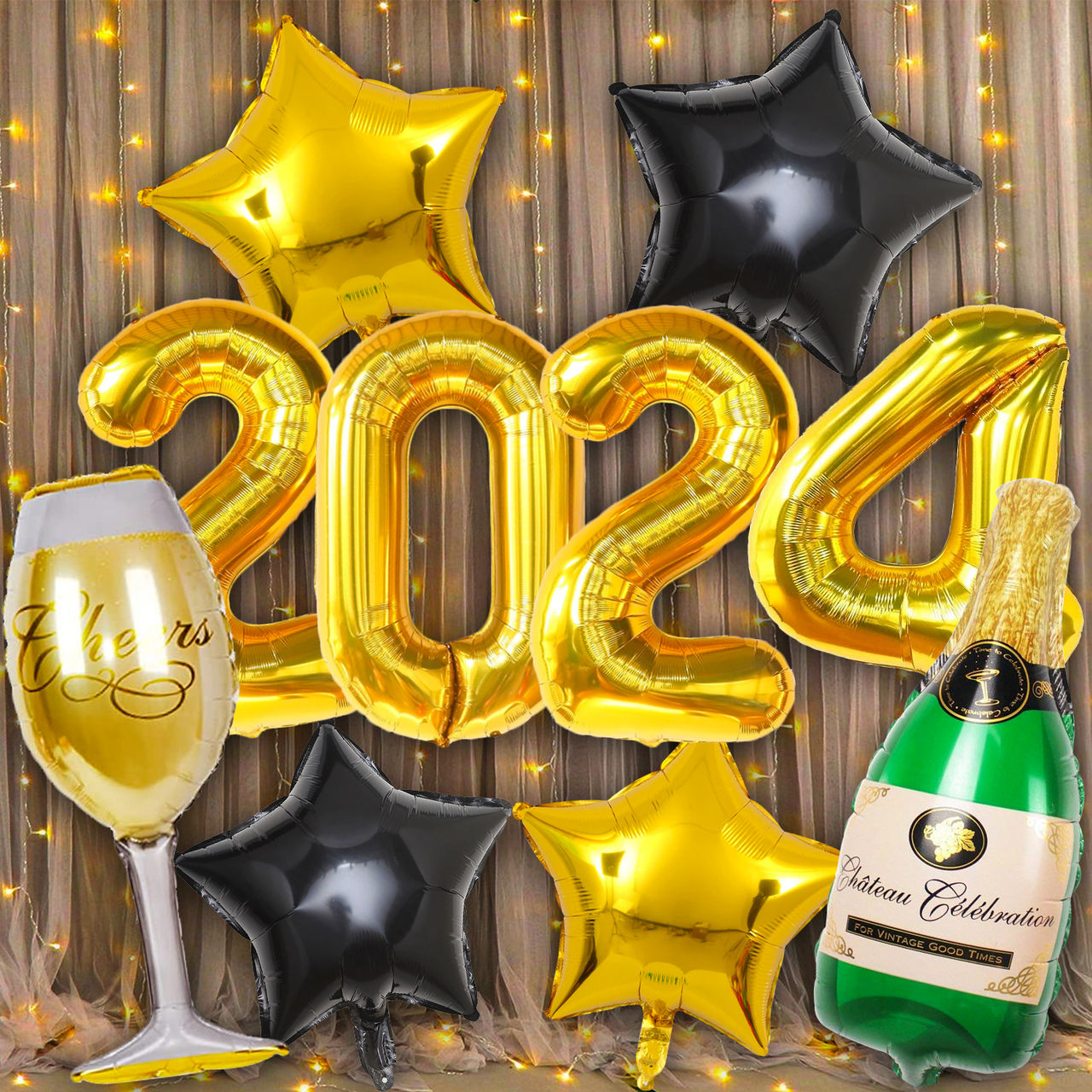 Party Propz Happy New Year Foil Balloons Set For 2024