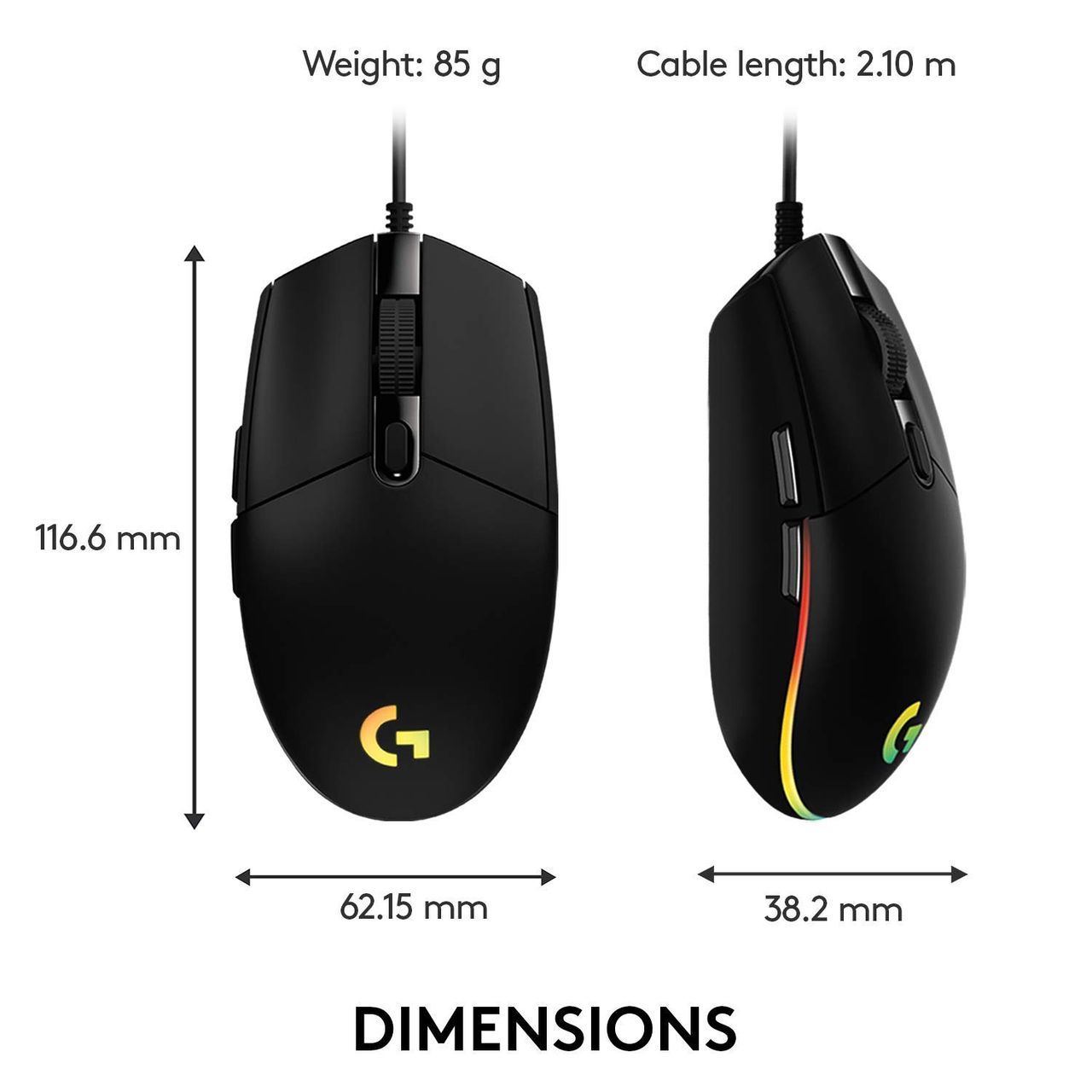 Logitech G102 Lightsync Rgb 6 Button Wired Gaming Mouse-Black
