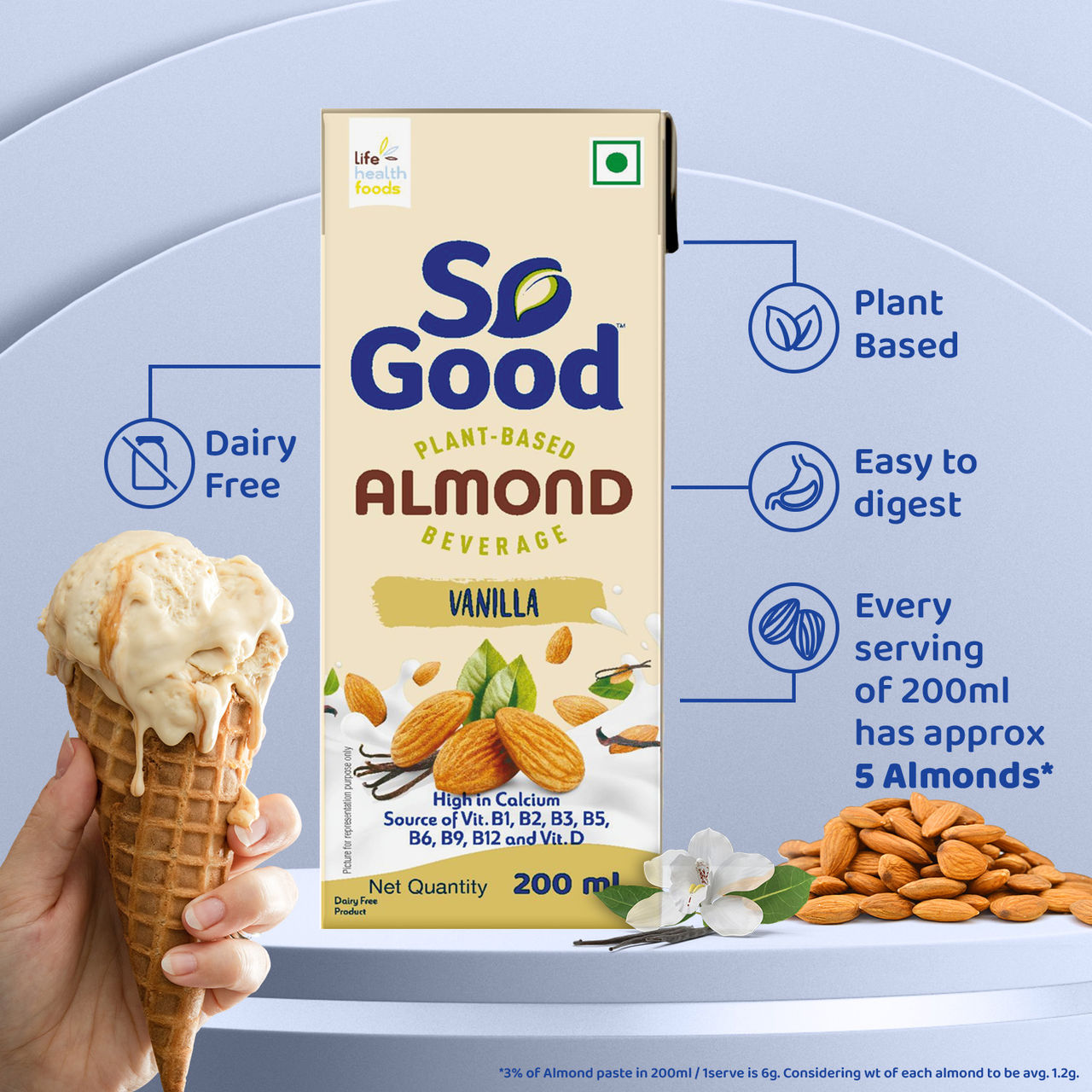 So Good Plant Based Almond Beverage Vanilla Tetrapack 200 ml Combo