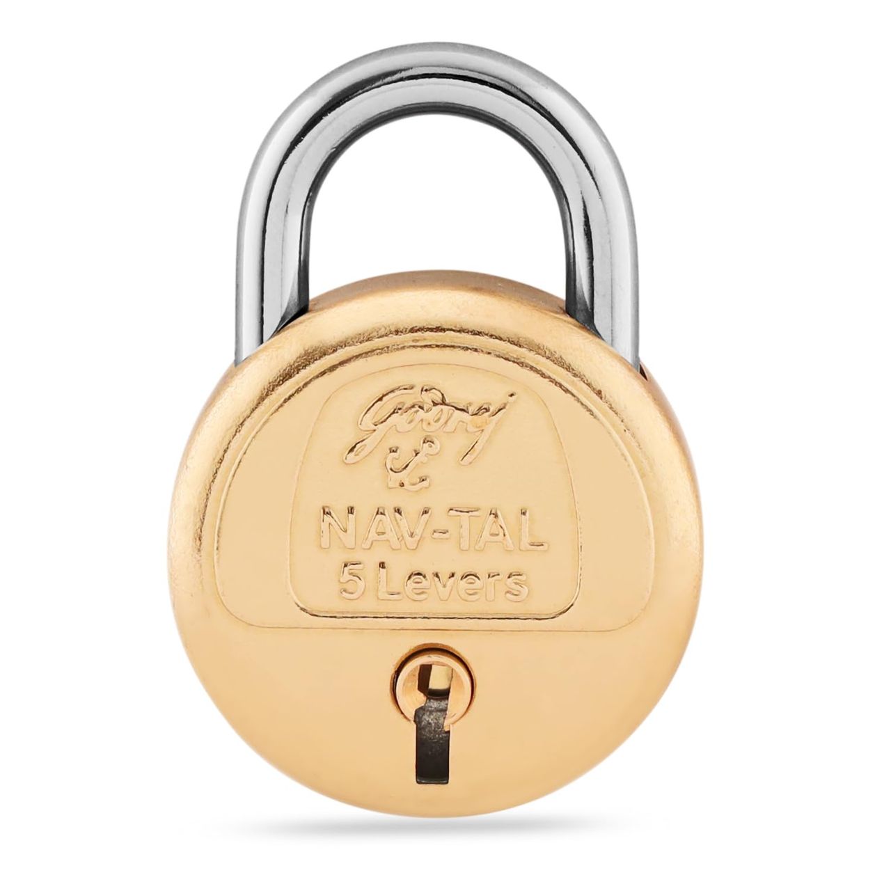 Godrej Locks Navtal 5 Levers Brass Padlock With 3 Keys (40mm) | Brass
