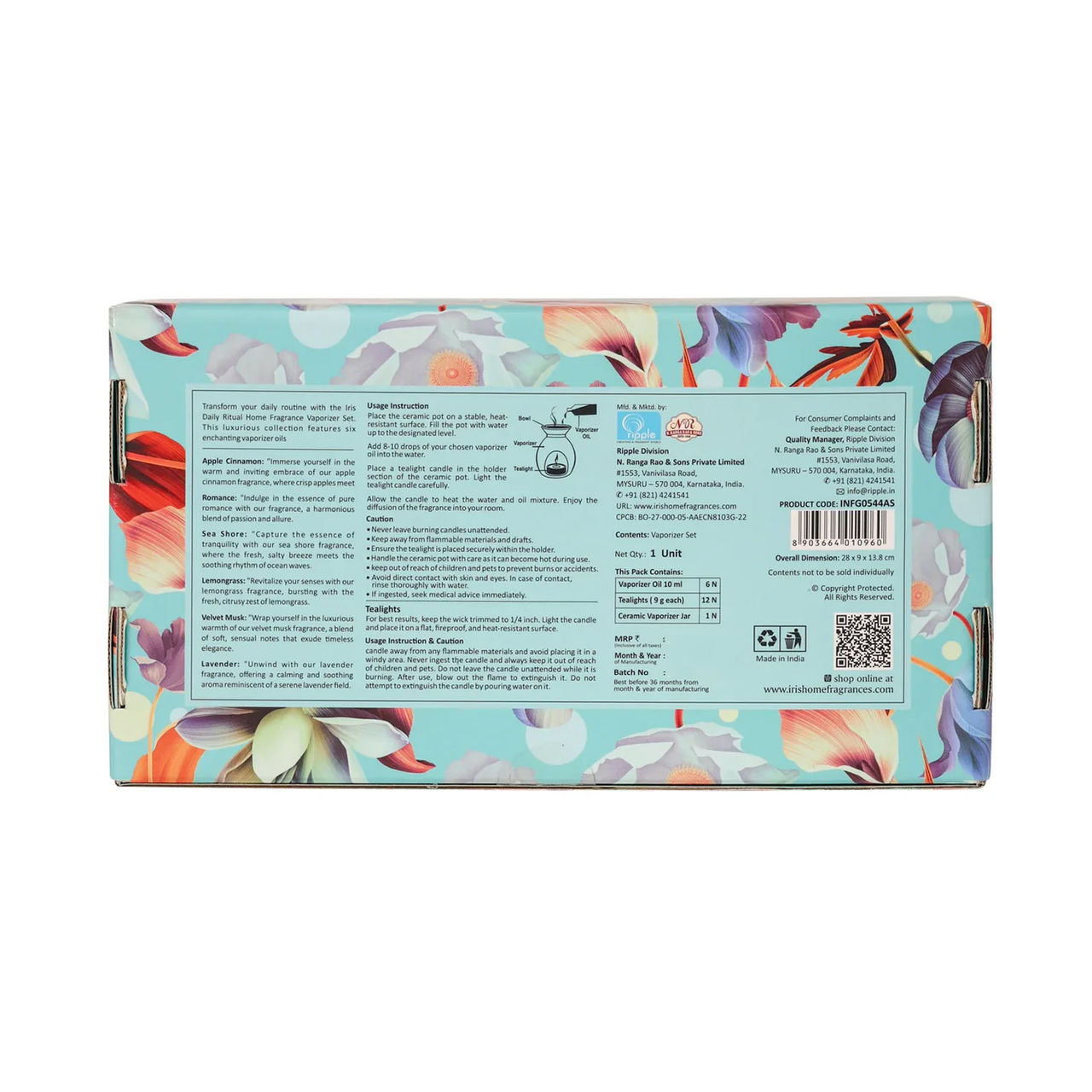 IRIS Fragrance Vaporizer Giftpack With 6 Assorted Oils And Tealights