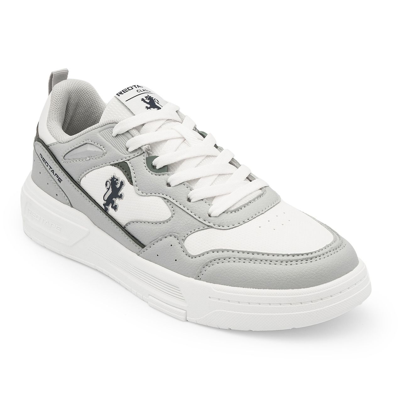 Red Tape Men's Super Sneakers | Sleek Design | Lightweight EVA Sole | Grey and White - UK 10