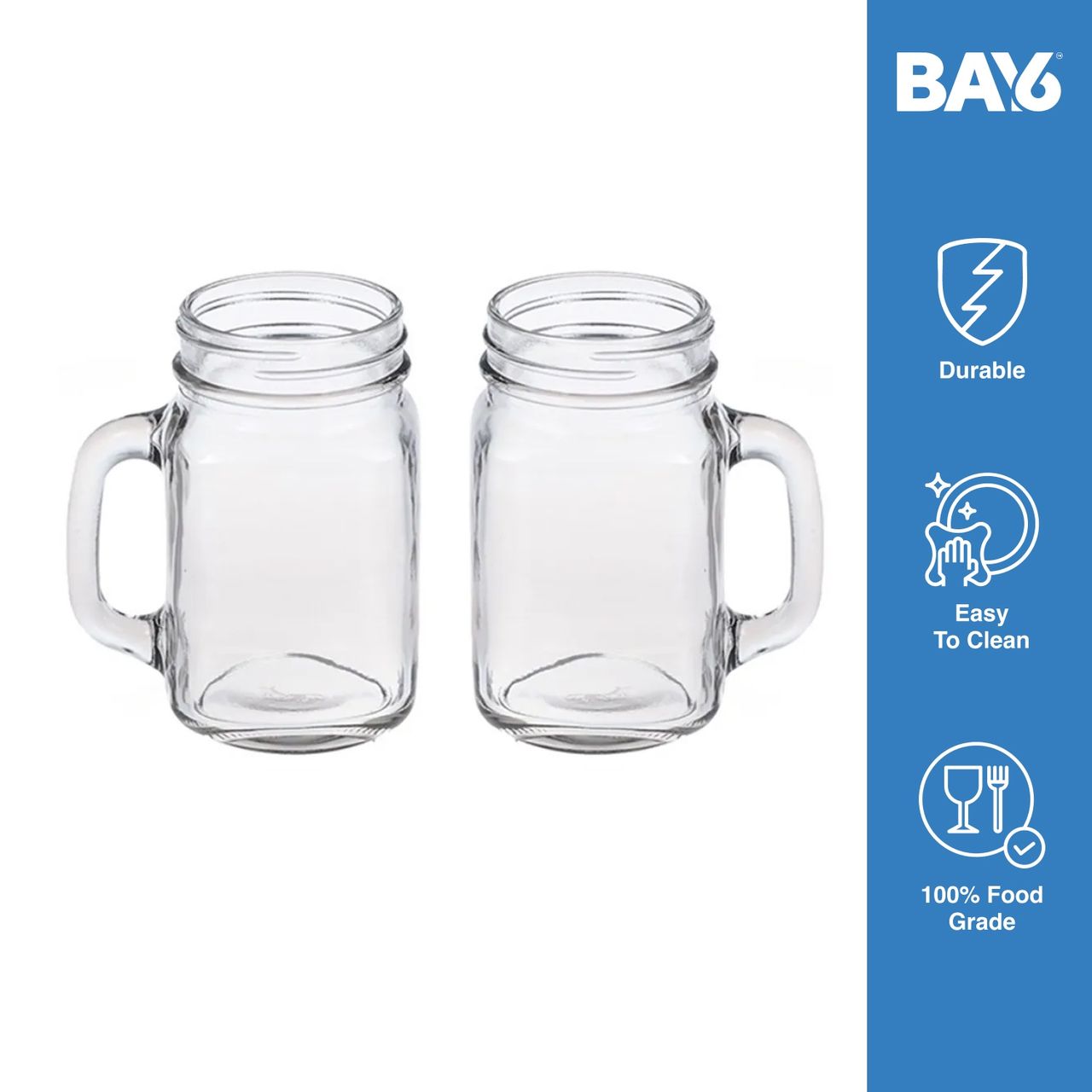 BAY6 Mason Jar Set with Straw - 400 ml - (2pc)