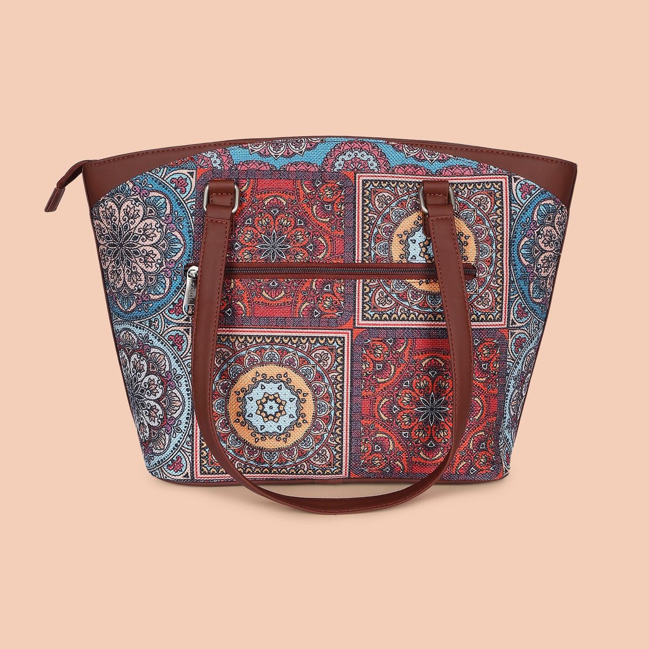 Zouk Women's Vegan Leather 10 L Double Strap Tote Bag | Multicolour - Standard