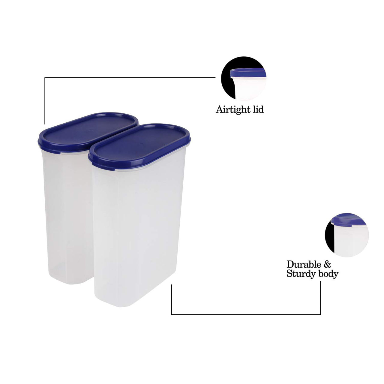 Cutting EDGE 2400 ml Modular Storage Containers Microwave safe , BPA free -Set of 2 , Dark Blue