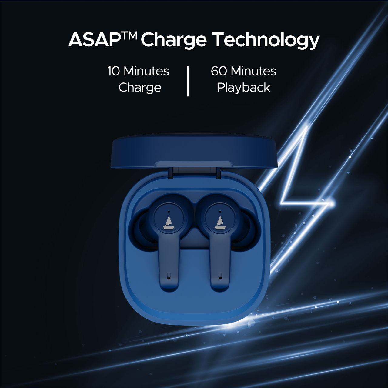 boAt Airdopes 411 Anc Tws Earbuds W - Active Noisecancellationupto 17.5 Hours Playback Blue Thunder