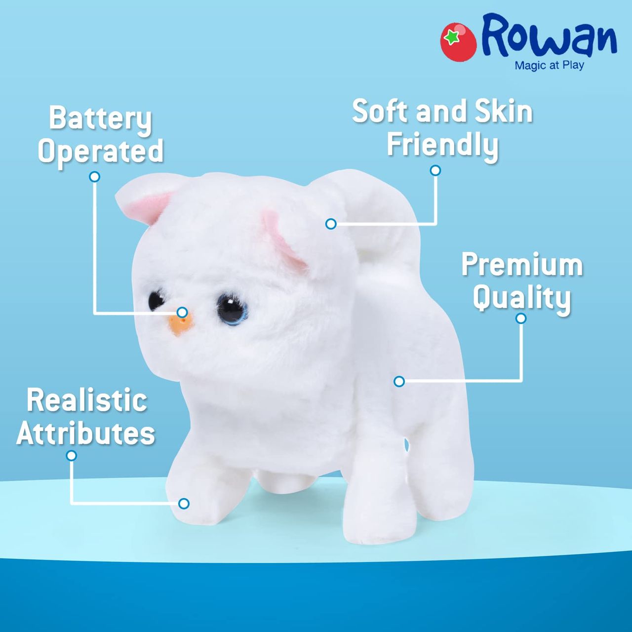 Hamley's Rowan Casper Walking Cat Walks, Meows, Wags Its Tail, Fun & Realistic Toy For Kids
