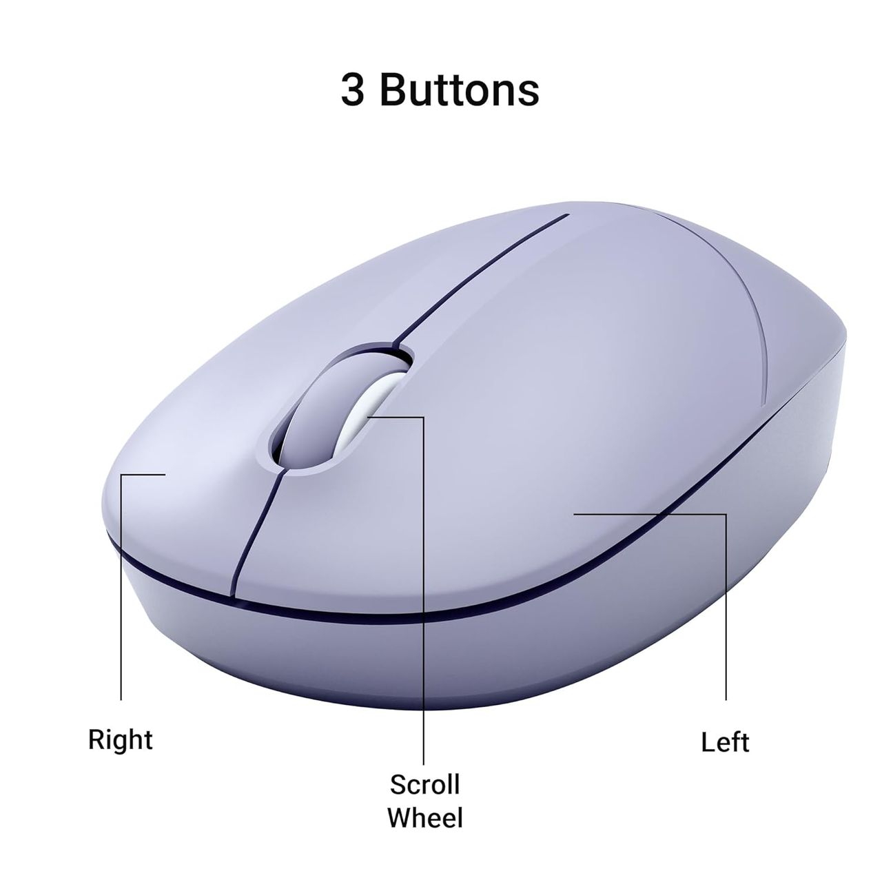 Zebronics Panther | Wireless Mouse | 1600 Dpi | Silent Operation | 3 Buttons | Purple
