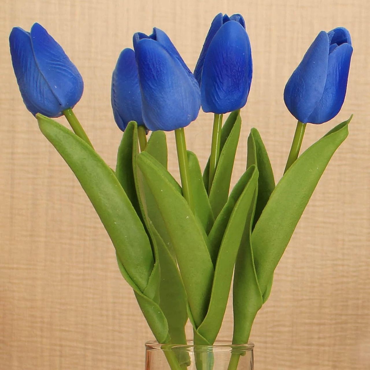 Tied Ribbons Set Of 5 Artificial Tulip Flowers Bunches Without Vase