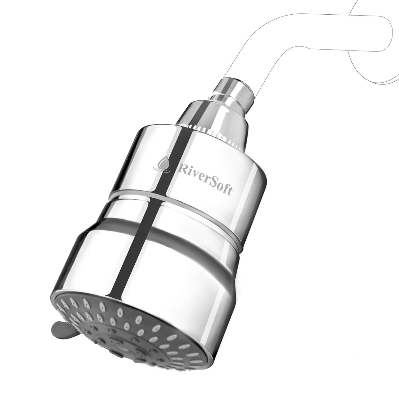 Riversoft Diva-05 Shower Filter For Hard Water With 15 Stages | 5 Mode Spray Setting (Chrome)