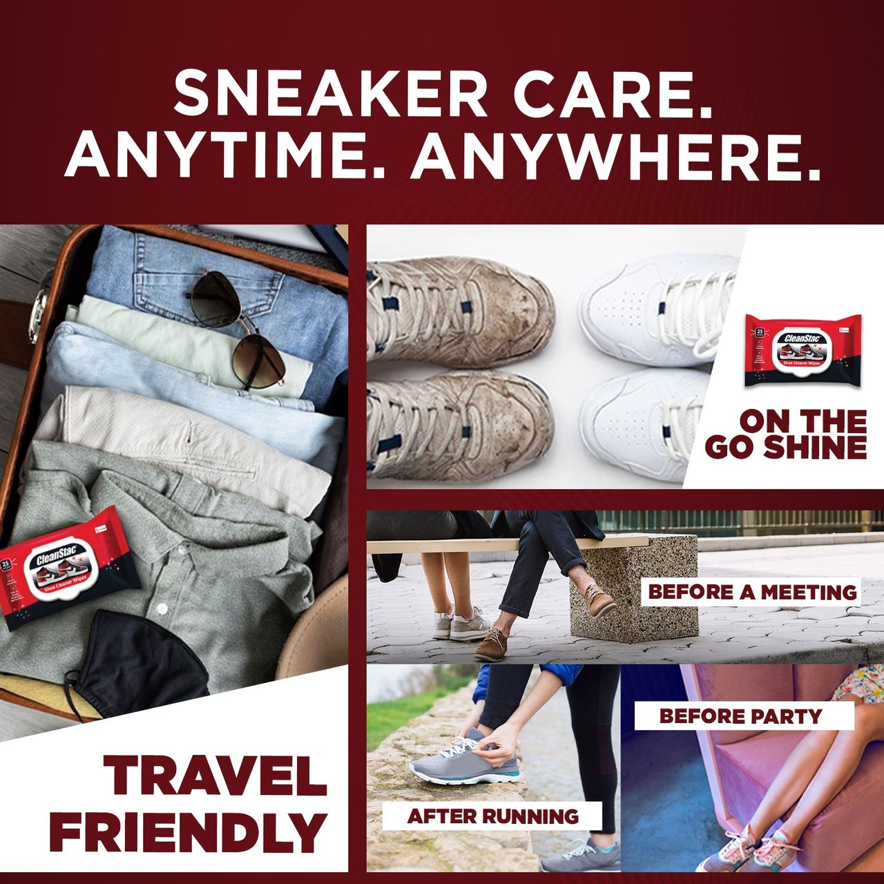 Cleanstac Shoe Cleaner Wipes | Sneaker Wipes For Stubborn Scuff, Dirt and Stains