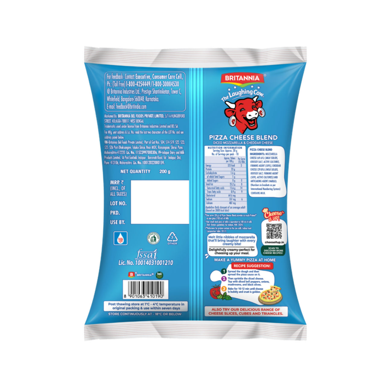 Britannia The Laughing Cow Cheese Diced Pizza