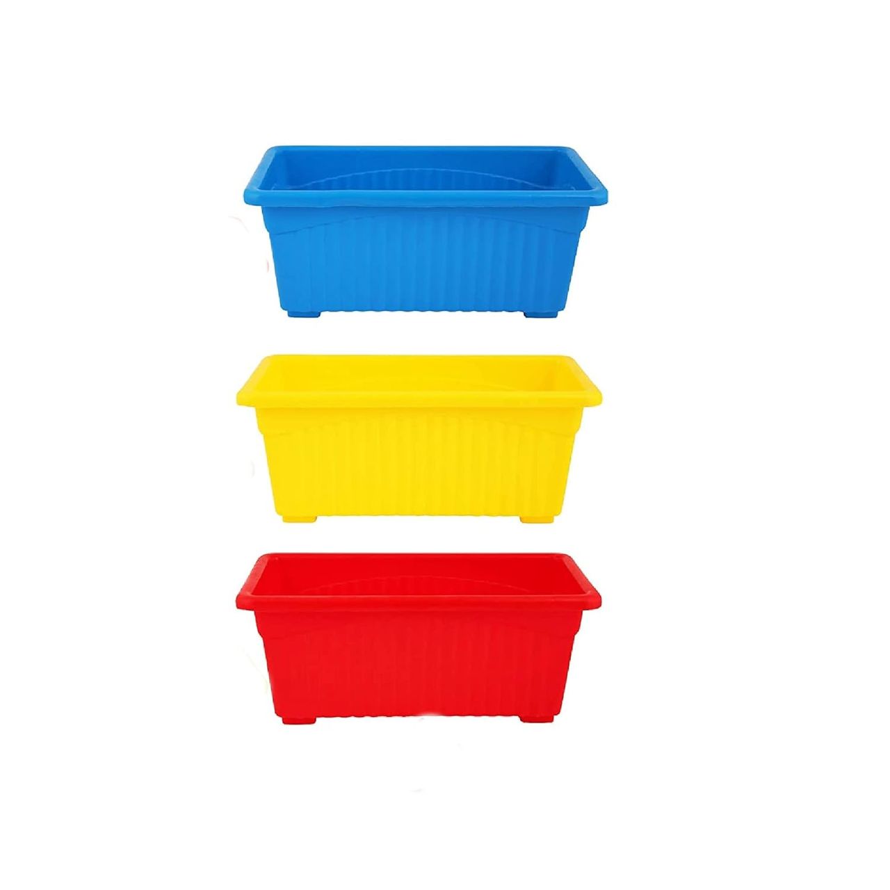 Nayra Rectangular Shape Plastic Tub Planters/Flower Pots| Set of 3