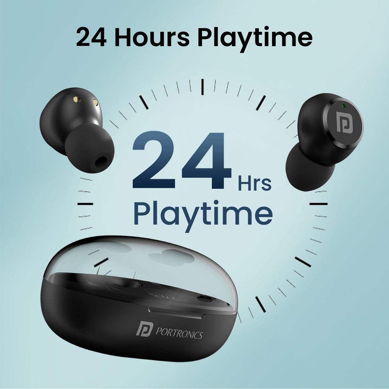 Portronics Harmonics Twins S13 Smart Tws Bluetooth Earbuds - Black