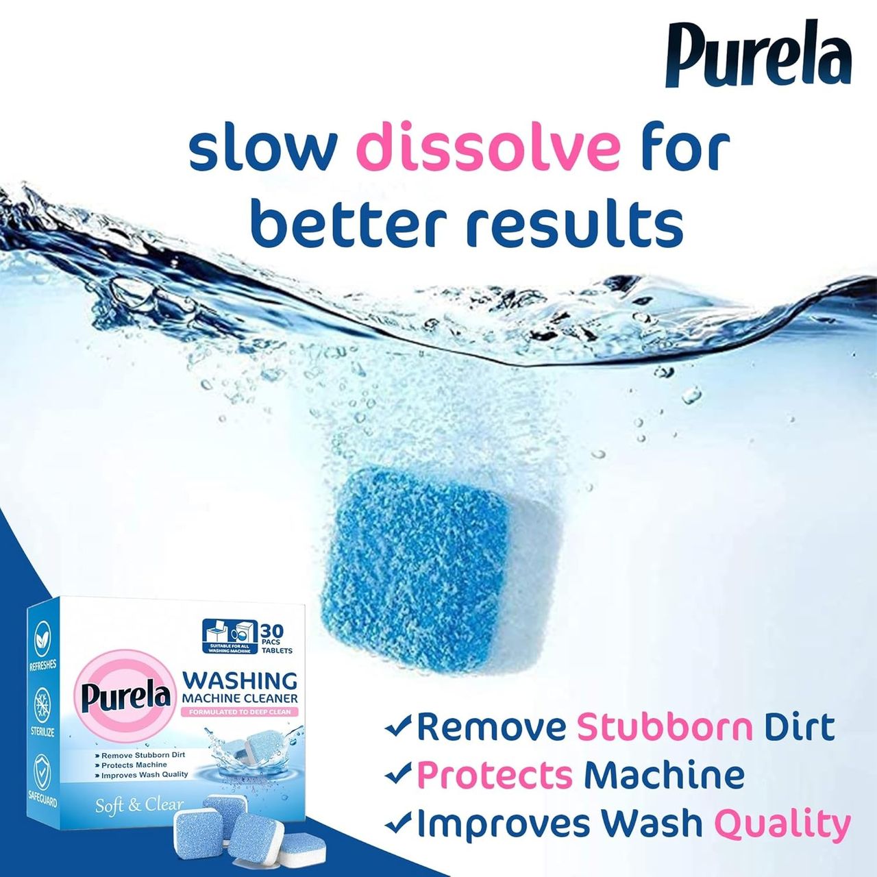 Purela Washing Machine Cleaner | Descaler For Front Load and Top Load