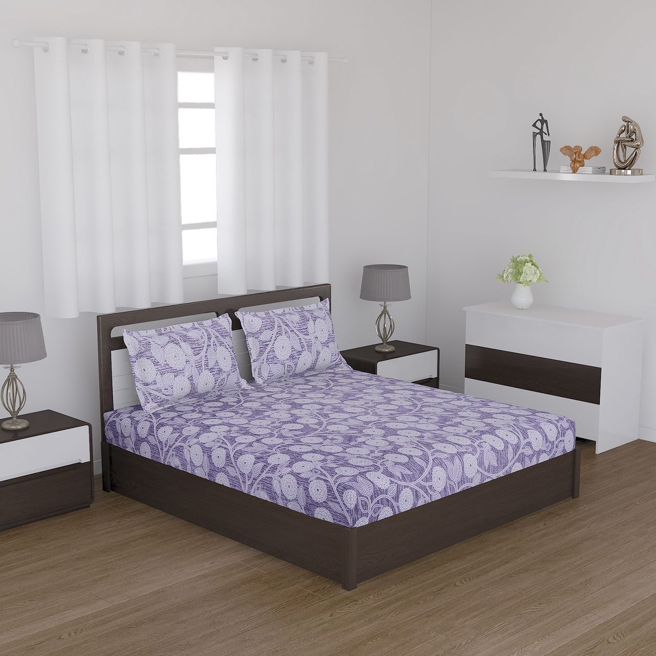 Status Value Single Bedsheet 150 cm X 200 cm Dsn 4 Dandelions Grey