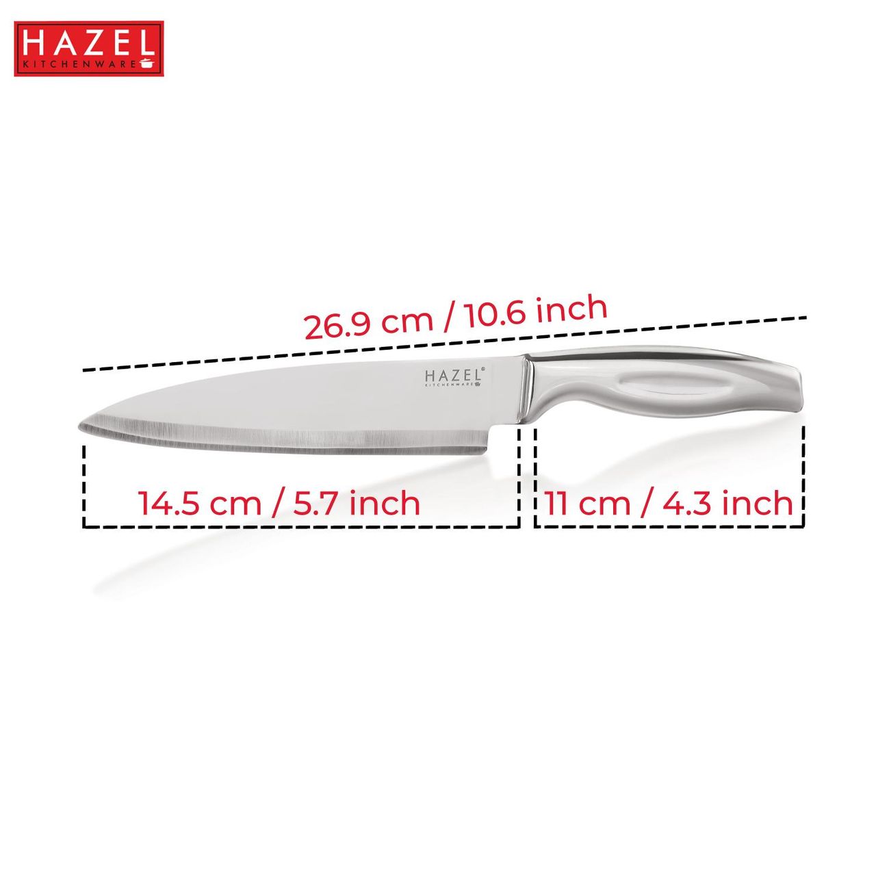 Hazel Stainless Steel Chef Knife, Sharp And Large, With Handle For Kitchen Use