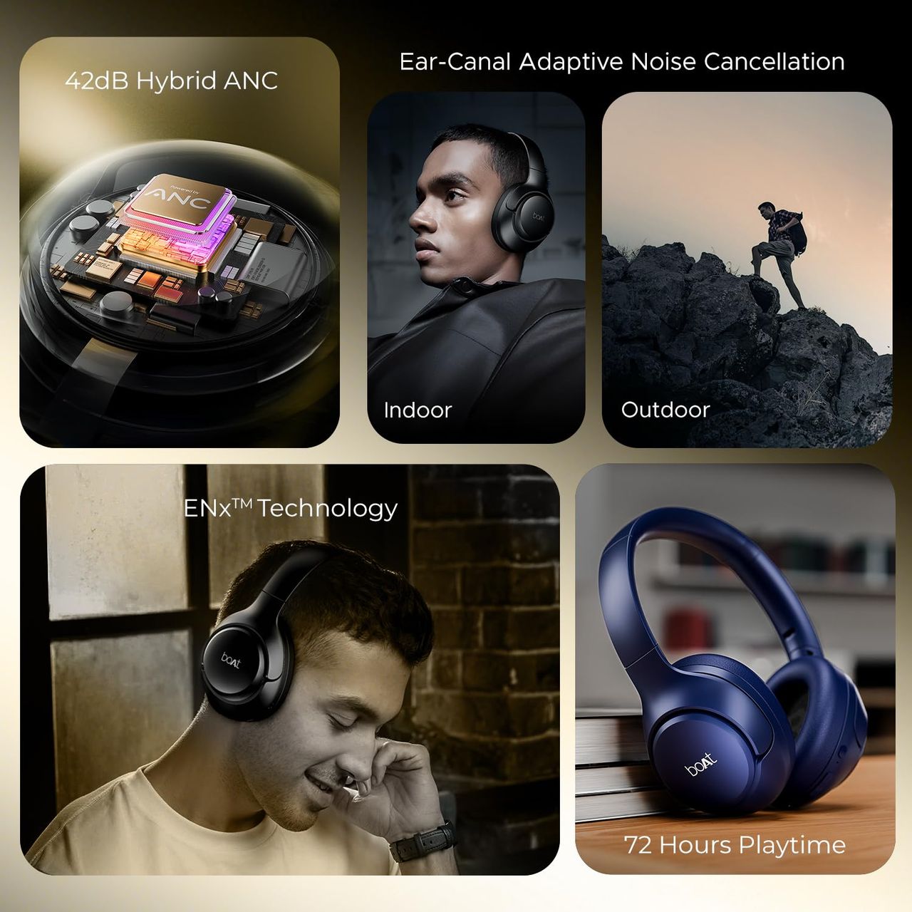 boAt Rockerz 551 ANC Pro BT Headphones | 42 dB Hybrid ANC | 72H Playtime | 40mm | Cosmic Black