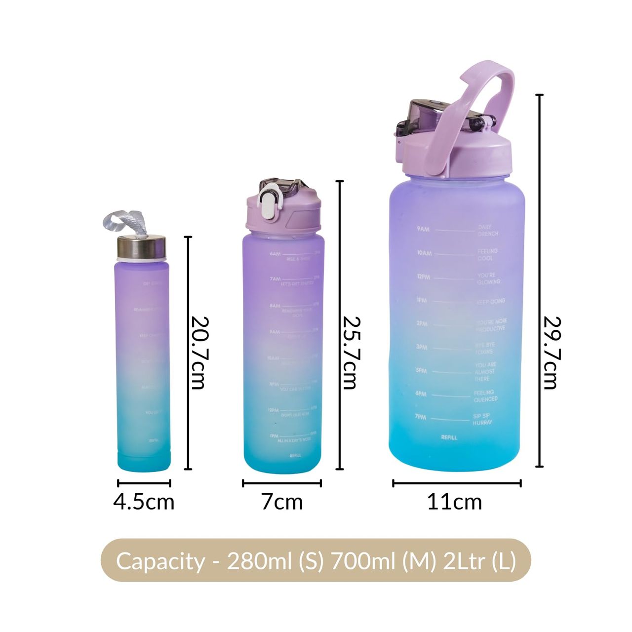 Nestasia Motivational Watter Bottles Green & Lavender - Set Of 3