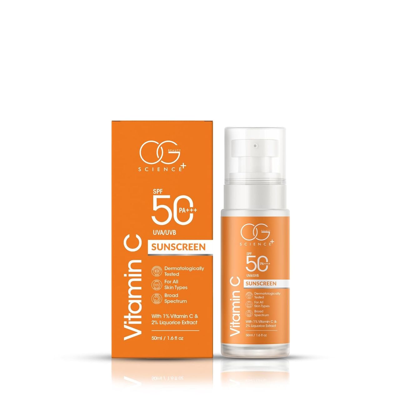 OG BEAUTY Science SPF 50 PA+++ Sunscreen With Vitamin C & Liquorice Extract - Broad Spectrum