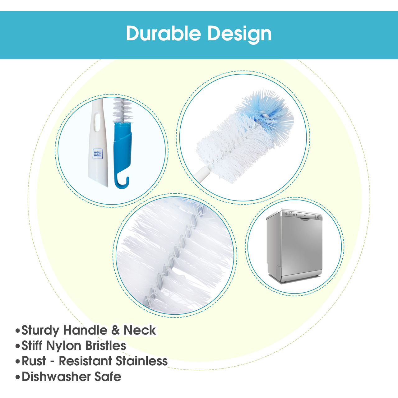 Mee Mee Bottle and Nipple Cleaning Brush For Kids | Blue