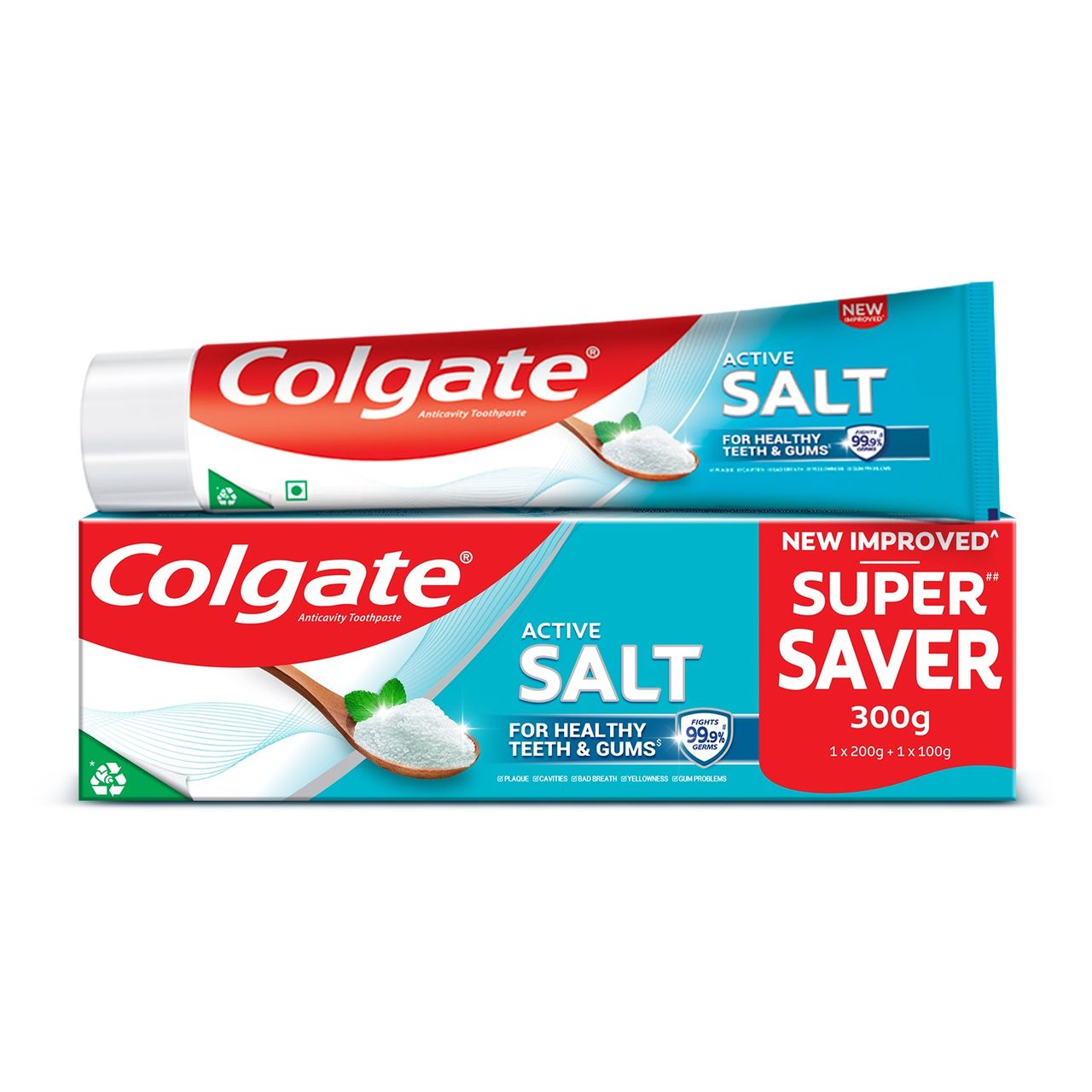 Colgate Active Salt Toothpaste, Germ Fighting Toothpaste for Healthy Gums and Teeth (Saver Pack)