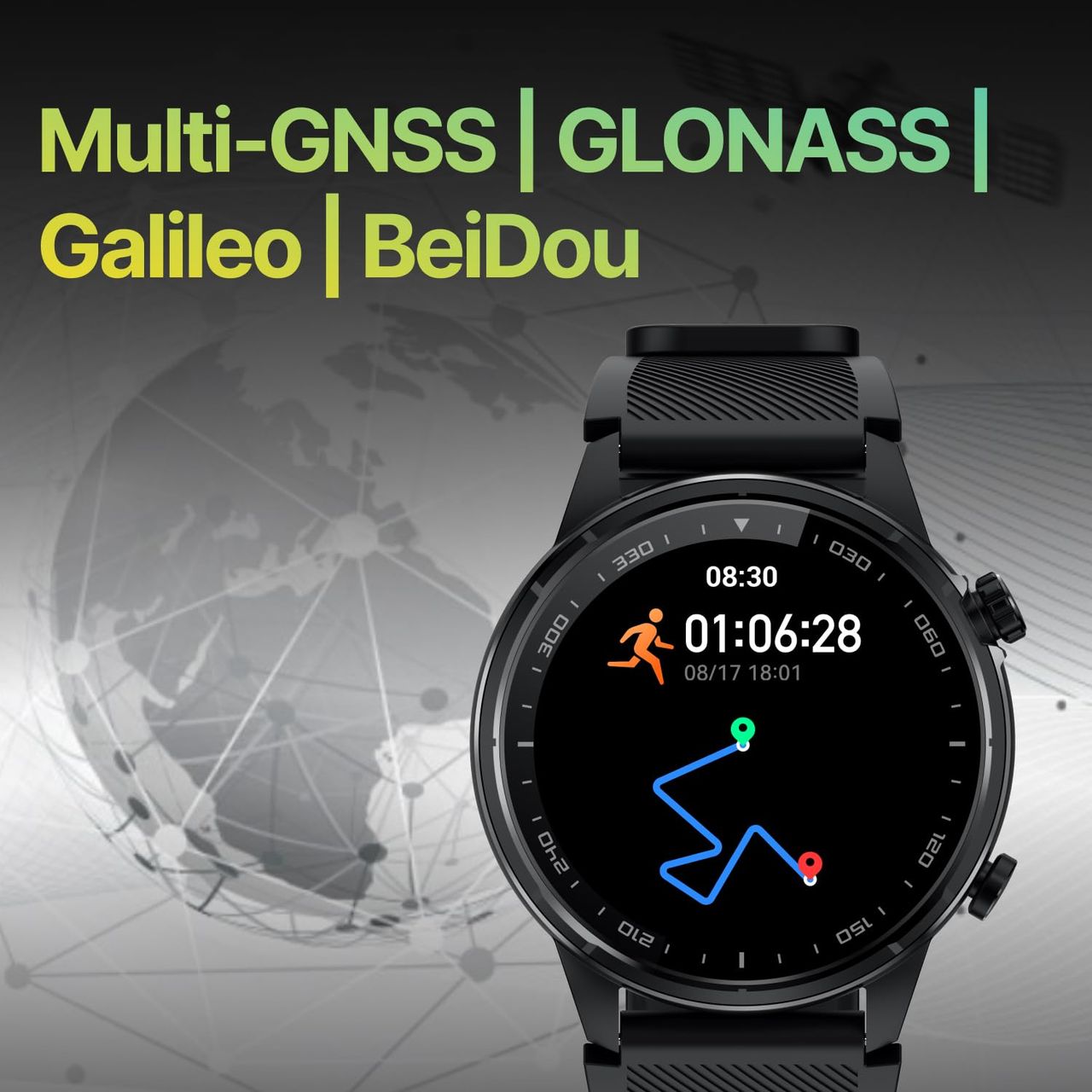 Cult Velocity with Turbo Track GPS,1.43'' AMOLED Display, Compass, BT Calling Smartwatch (Black)