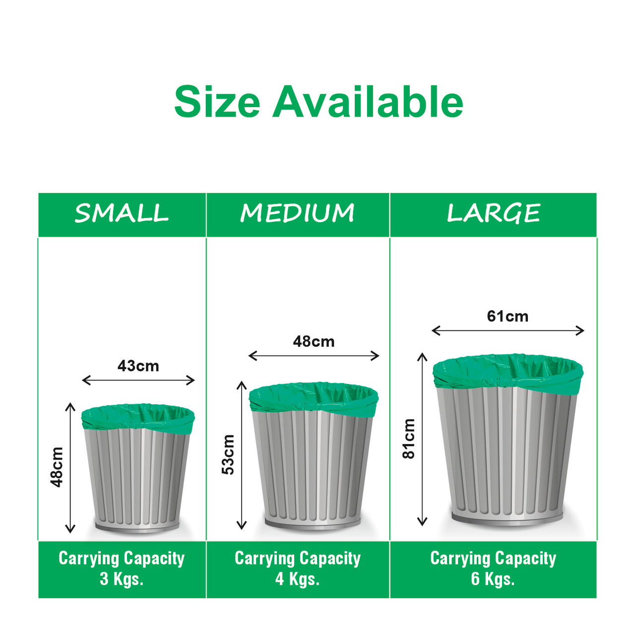  Garbage Bag Roll Green - Medium - 19 x 21 Inch