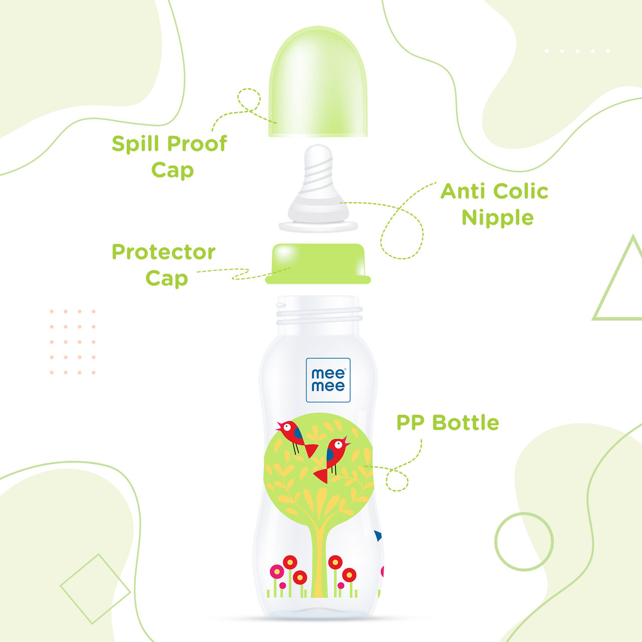 Mee Mee Baby Feeding Bottle with Silicone Nipple | Eazy Flo Technology | Anti-Colic Valve