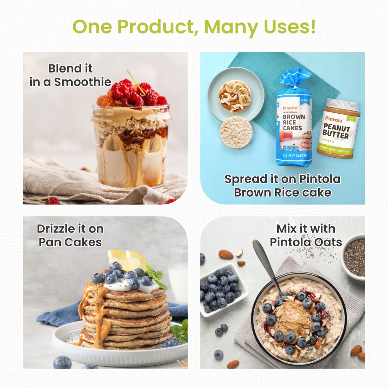 Pintola Organic Unsweetened Peanut Butter Crunchy - High Protein 30G & 9G Dietary Fiber