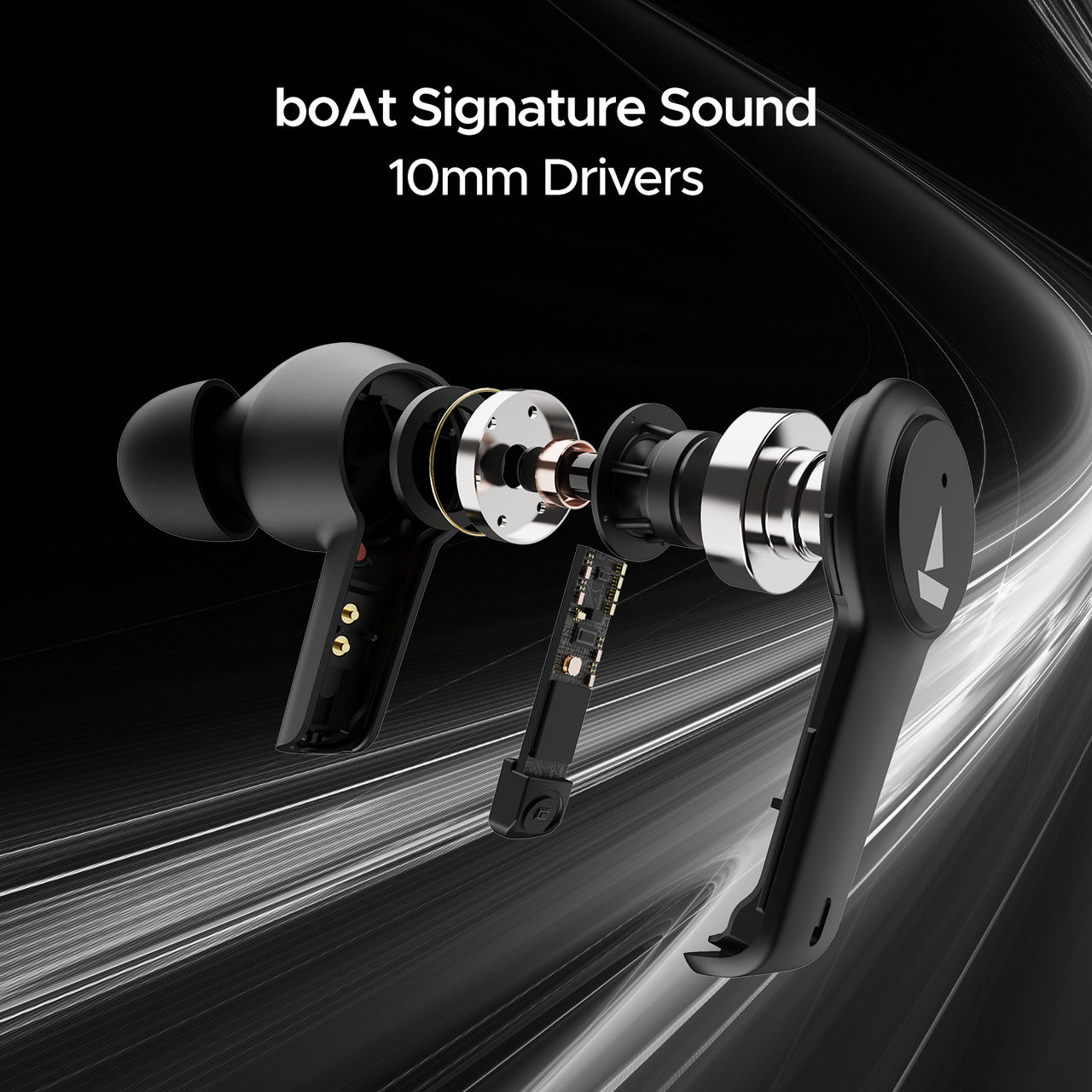 boAt Airdopes 411 Anc Tws Earbuds W - Active Noisecancellation Upto 17.5 Hours Playbac Black Storm