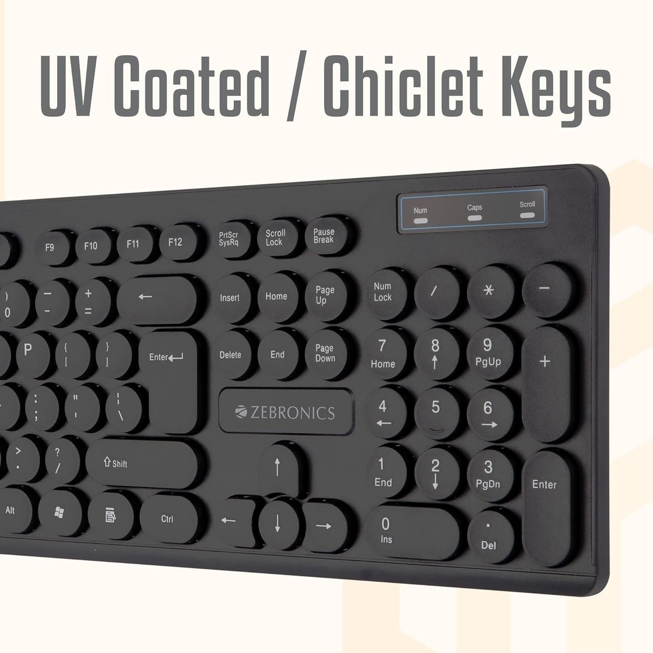 Zeb K24 Usb Keyboard, 8Mn Keystrokes, 1.5M Cable, Chiclet Keys And Uv Coated Keycaps