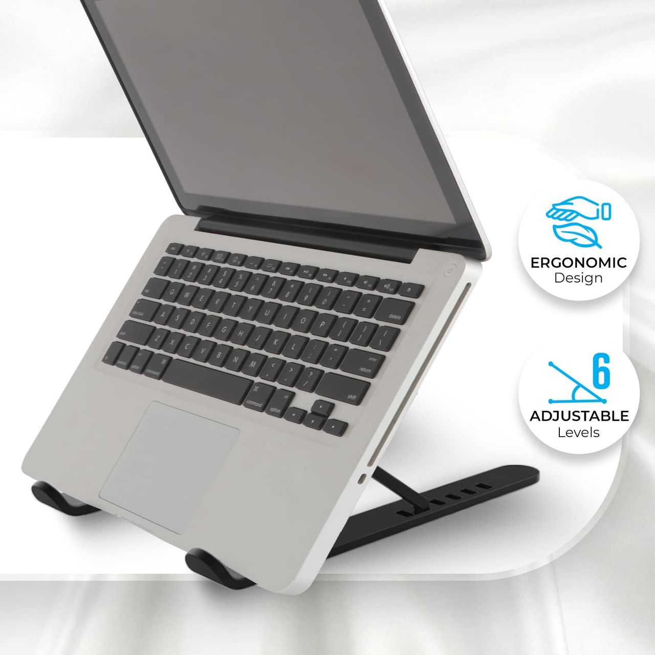 Zebronics NS1000 Laptop Stand | 6 Adjustable Levels | Anti-Slip Silicone Pads | Foldable Design
