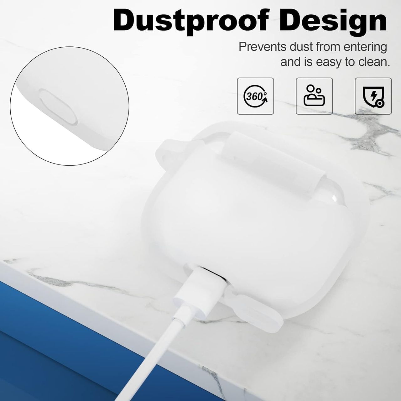 Sounce AirPods 3 Case Cover with Keychain |Shockproof Silicone Skin for 3rd Gen | 2021 | White
