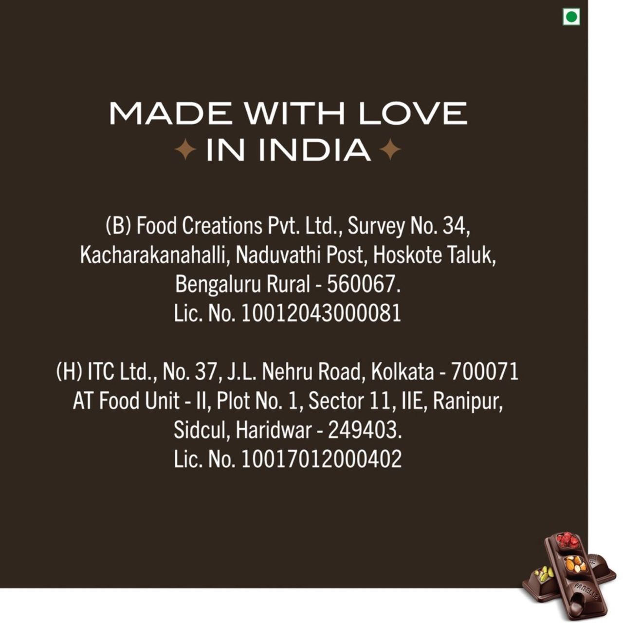 Fabelle Open Secret - Dark Chocolate Handcrafted Bar with Exotic Nuts & Berries Handcrafted Bar