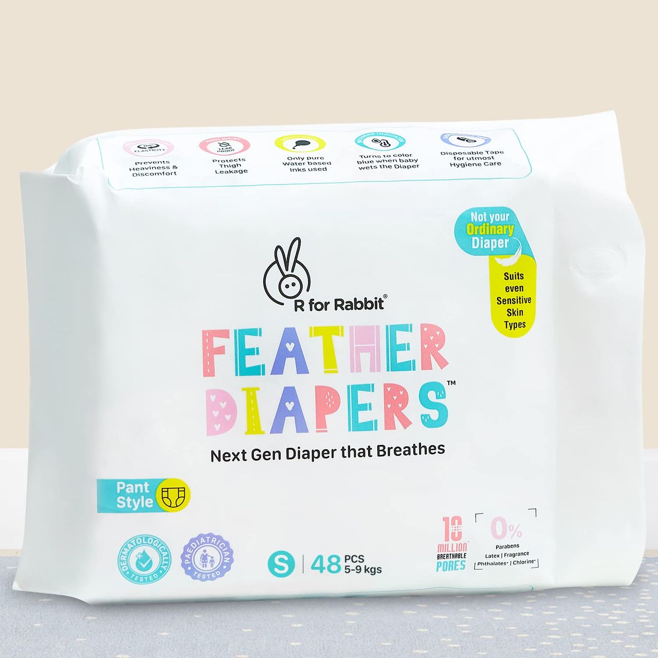 R For Rabbit Feather Diaper Pant Kids | White | S (5 - 9 kg)