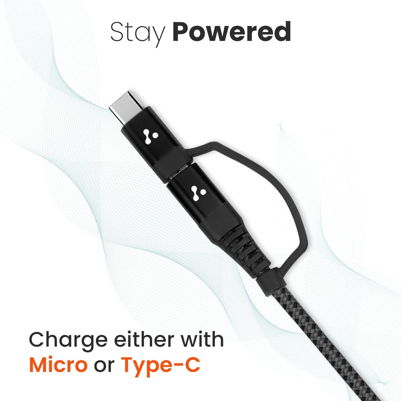 Ambrane 2 In 1 Type-C & Micro Usb Cable With 3A Fast Charging Mobile Cable (Abdc-10, Black)