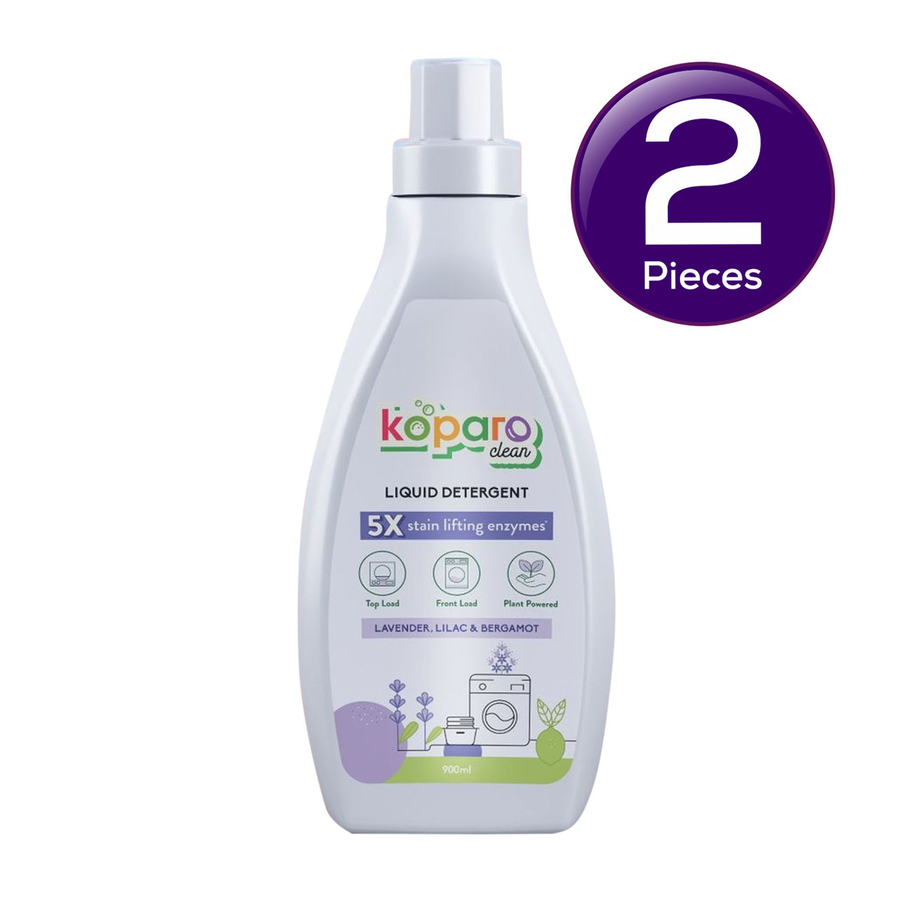 Koparo Front & Top Load Natural Liquid Detergent | Lavender & Lilac 900 ml Combo