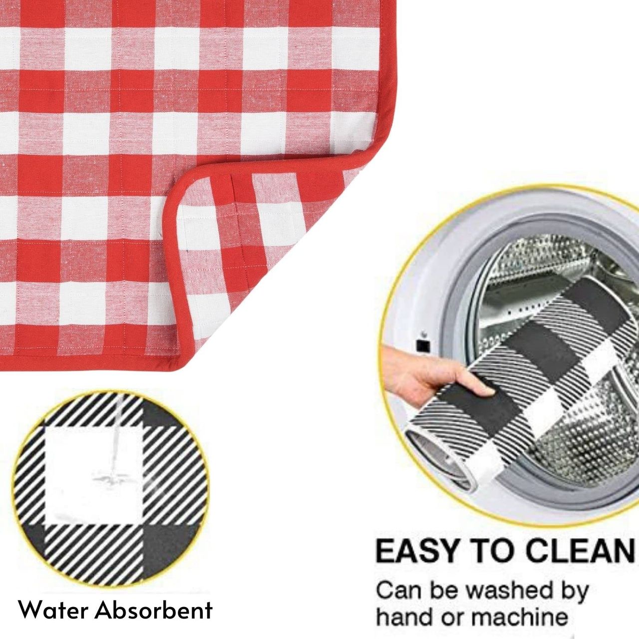 Lushomes Dish Drying Mat - Red Checks | 18 x 24 inch